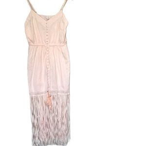 NWOT Venus pink boho fringe dress L